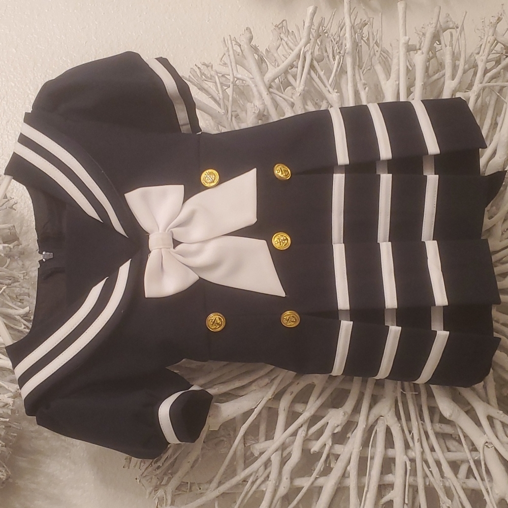 BABY BOW COLLAR PONTE DRESS🤍💙